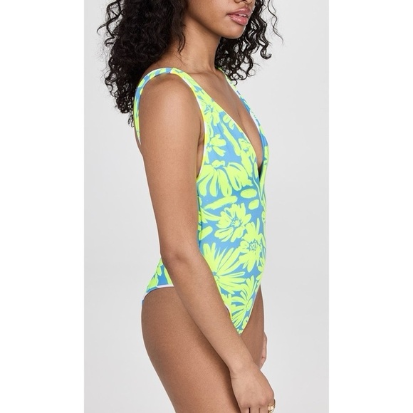 New Maaji Bluebell Stripe Kristi One Piece Swim Reversible Green Blue Small - Picture 5 of 17